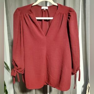 Olivia Grey Tie Sleeve Blouse